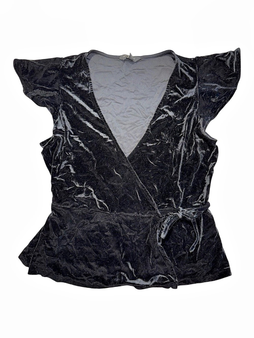 Witchy Fairy Whimsygoth Y2K Black Velvet Wrap Blouse Size Small Like New